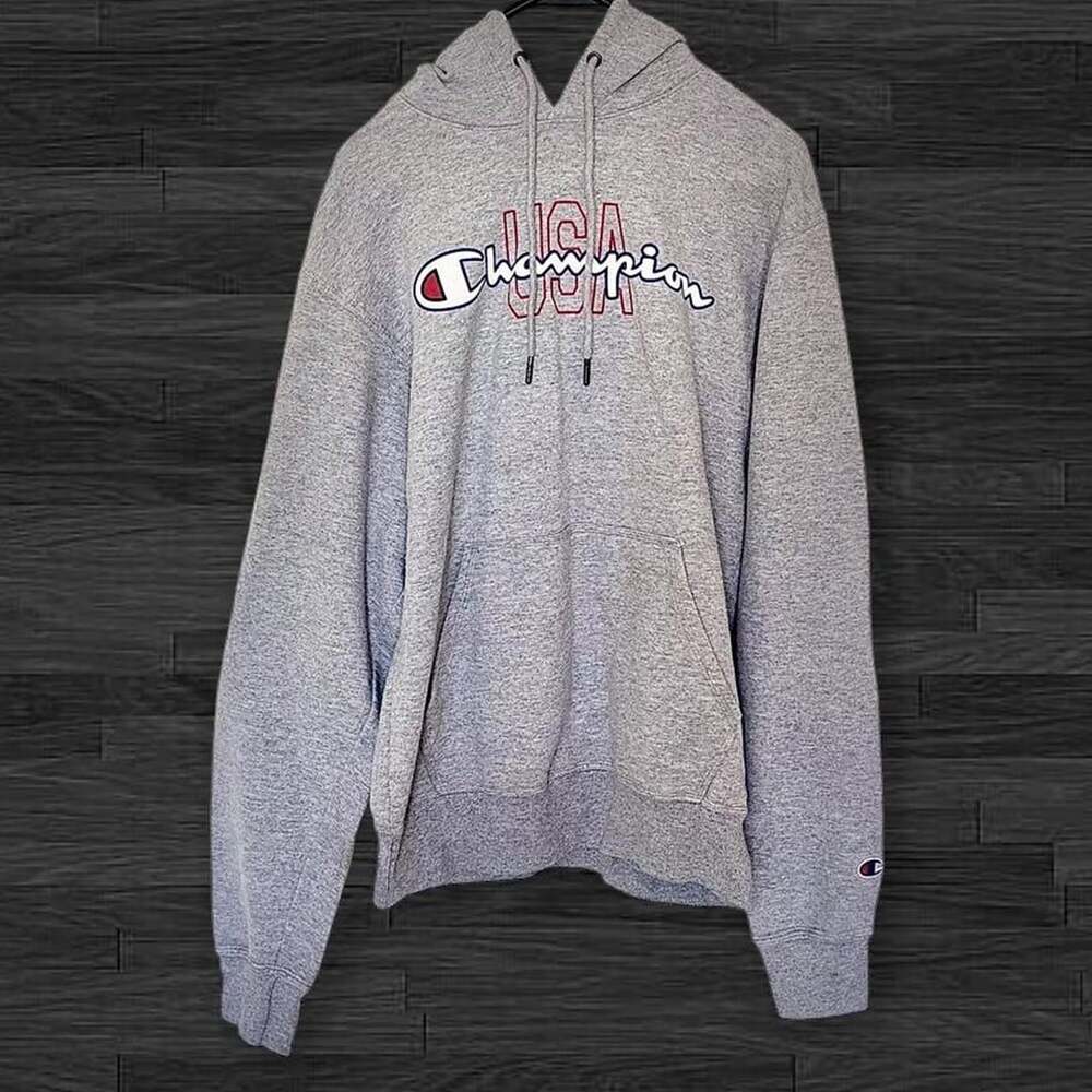 Champion USA Spell-out Grey Hoodie Size S